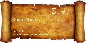 Duda Anna névjegykártya