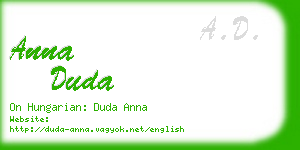 anna duda business card